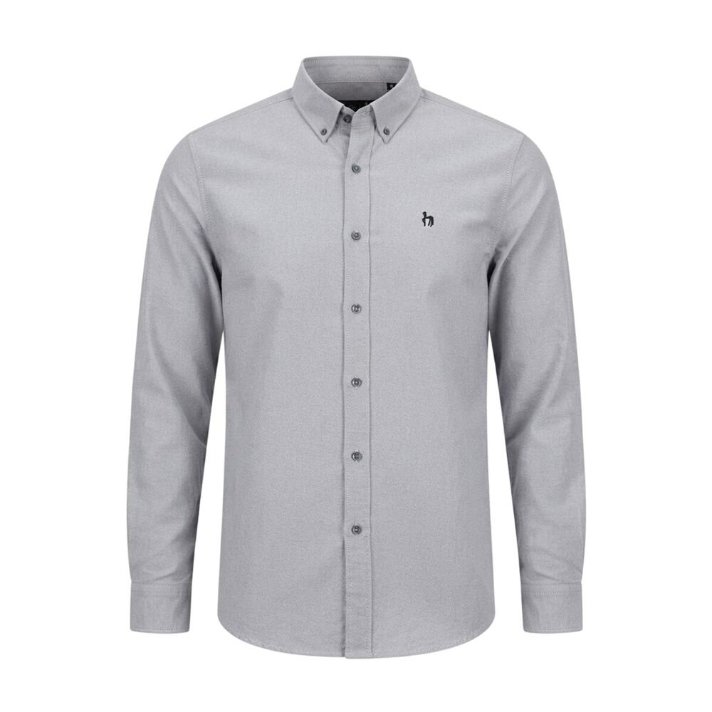 Cadini Oxford Dress Shirt Slim Fit Gray Cotton Long Sleeve Button Down Shirt